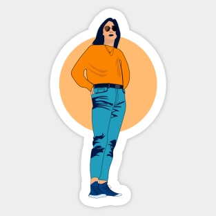 stylish girl standing Sticker